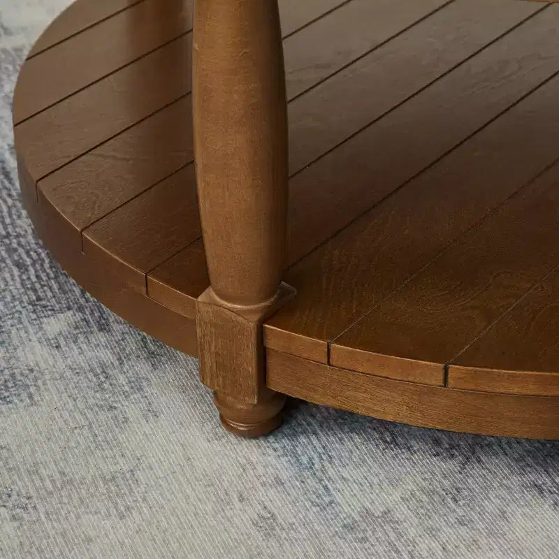 GDFStudio Damien, pouf ottoman rond moderne en bois, rembourré en lin, capitonné avec étagère de rangement