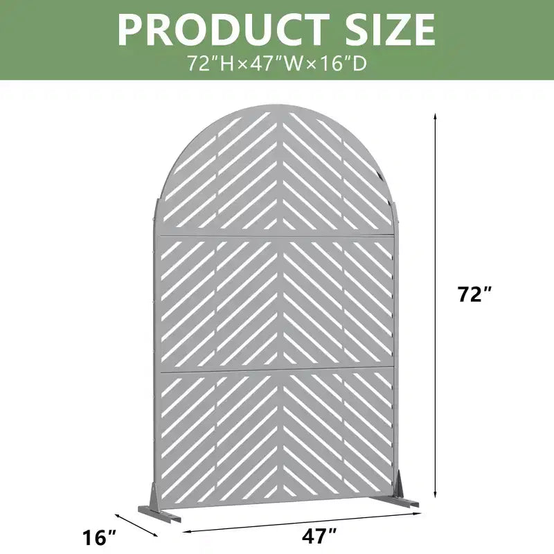 Dovelina 72H x 47W - Panneaux de clôture autoportants en métal cintré pour l'intimité, couleur marron, pour jardin, patio, terrasse