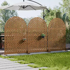 Dovelina 72H x 47W - Panneaux de clôture autoportants en métal cintré pour l'intimité, couleur marron, pour jardin, patio, terrasse