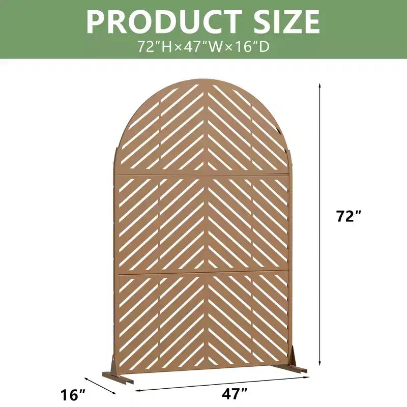 Dovelina 72H x 47W - Panneaux de clôture autoportants en métal cintré pour l'intimité, couleur marron, pour jardin, patio, terrasse