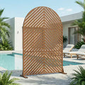 Dovelina 72H x 47W Outdoor Arched Metal Privacy Screen Freestanding Fence Panels in Brown for Garden Patio Deck Yard