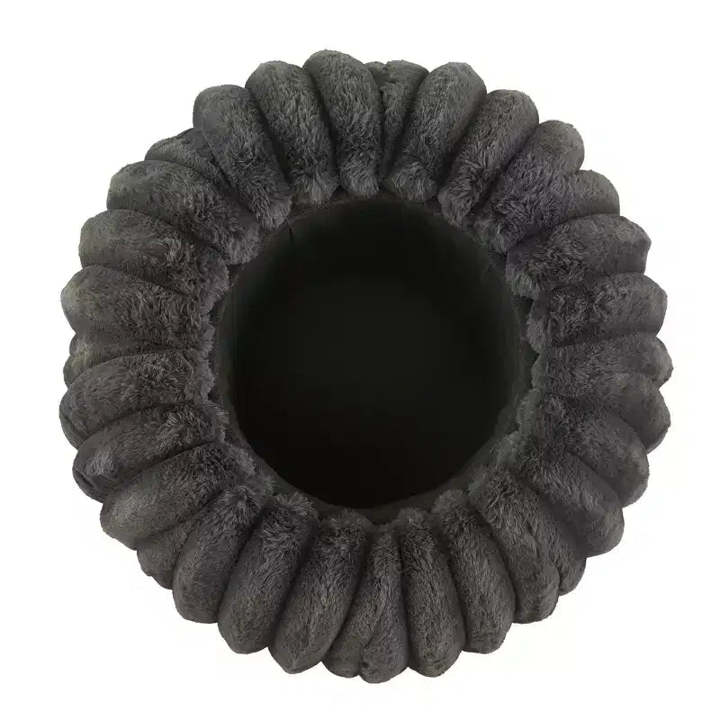 Pouf de rangement en tissu douillet Merced Plush Furry Channel - iNSPIRE Q