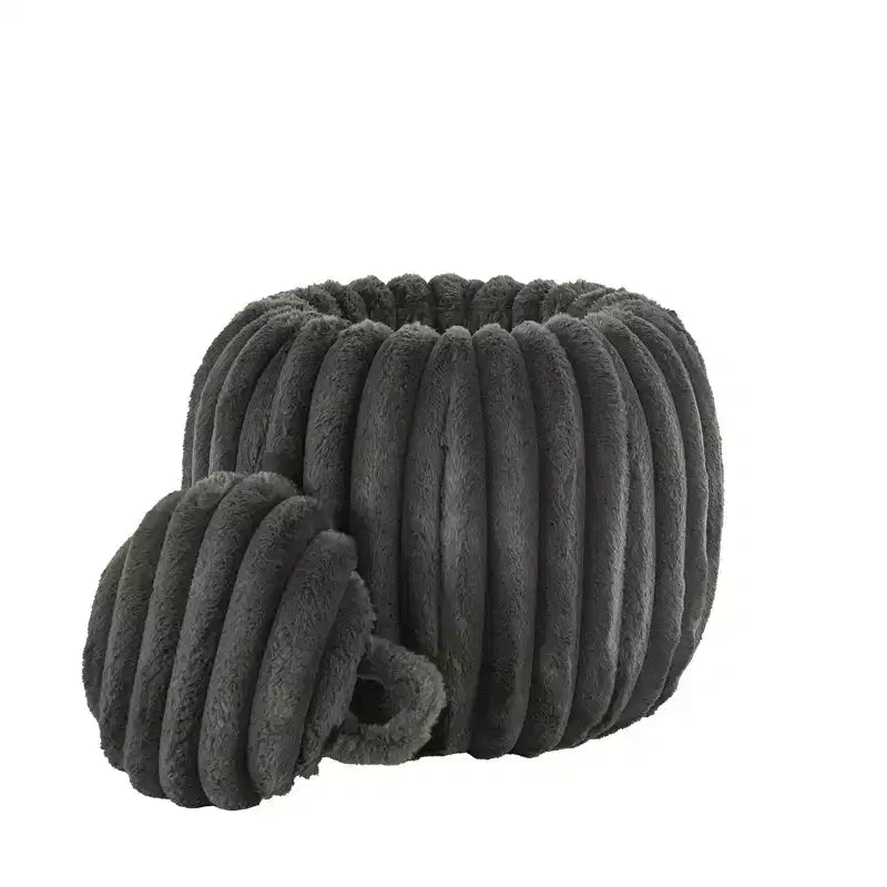 Pouf de rangement en tissu douillet Merced Plush Furry Channel - iNSPIRE Q