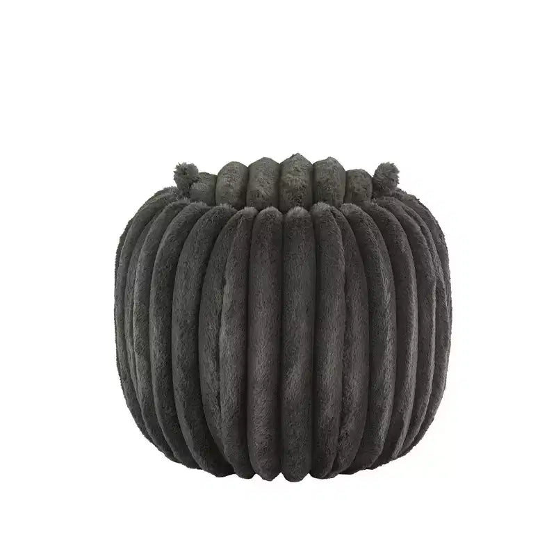 Merced Plush Furry Channel Fabric Storage Ottoman - iNSPIRE Q