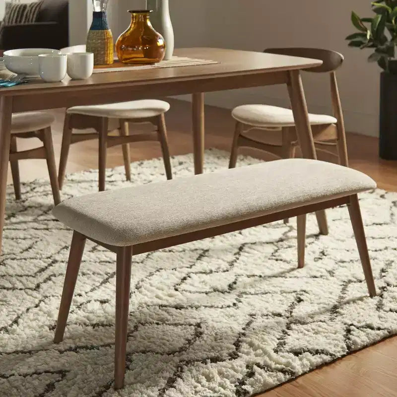 Banc de salle à manger tapissé effilé moderne du milieu du siècle Pierre - iNSPIRE Q