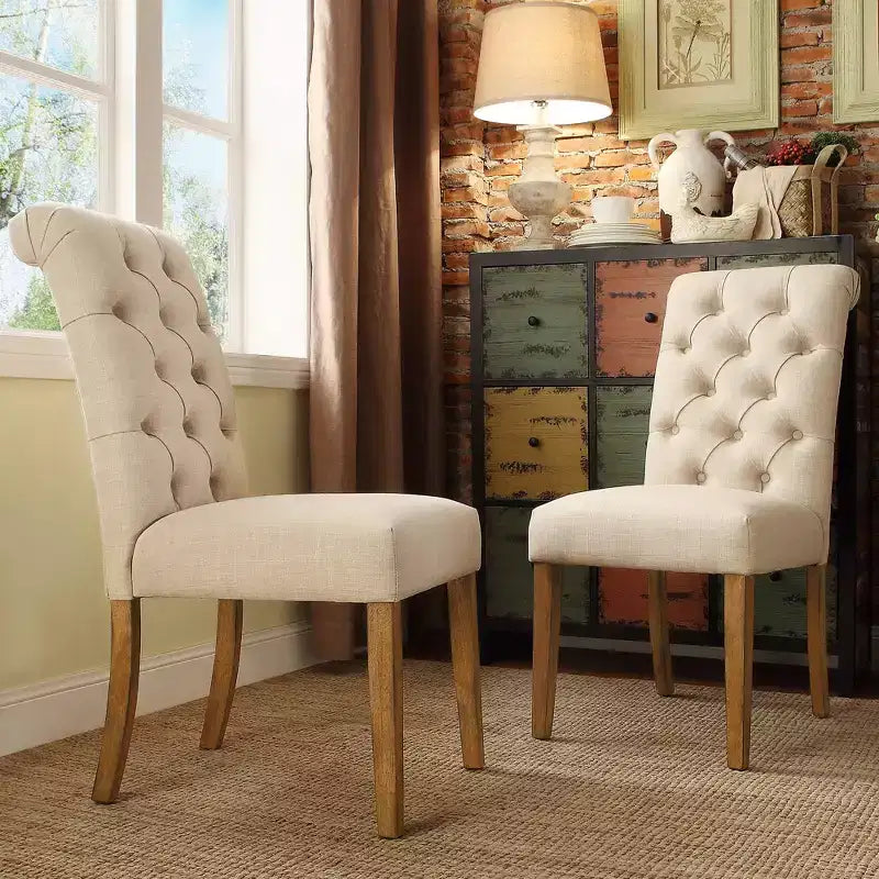 Chaises Parsons Gramercy à dossier roulé et touffeté (lot de 2) - iNSPIREQ