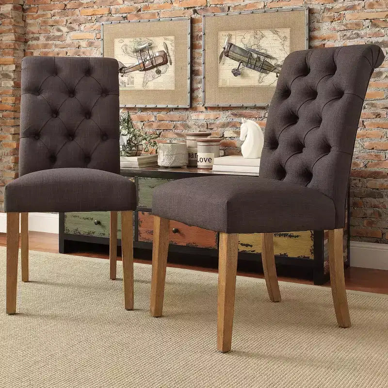 Chaises Parsons Gramercy à dossier roulé et touffeté (lot de 2) - iNSPIREQ