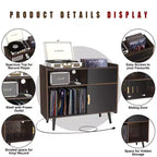 Meuble pour tourne-disque GDLF, meuble platine vinyle avec rangement pour disques, peut contenir jusqu'à 350 albums