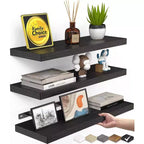 Ensemble de 3 étagères murales flottantes rustiques noires Home Collection