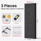 Ensemble de 3 étagères murales flottantes rustiques noires Home Collection
