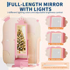 Coiffeuse Armoire à Bijoux pour Enfants avec Miroir sur Pied et 3 Tiroirs – Organisateur de Bijoux et Meuble de Maquillage pour Filles