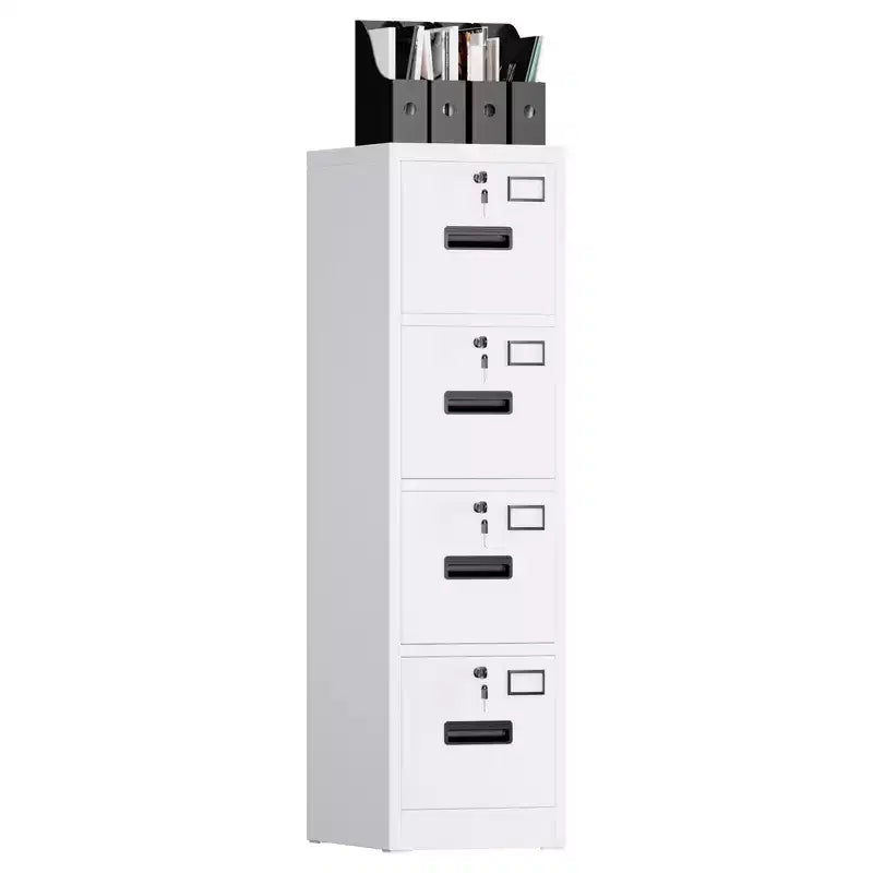 Classeur, Armoire de rangement à 4 tiroirs en métal robuste avec serrure, Organisateur vertical pour documents A4/Lettre/Legal
