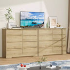 Commode en bois à 8 tiroirs, armoire moderne avec rangement profond, grande commode avec plateau large, longue commode de rangement pour chambre à coucher, salon.