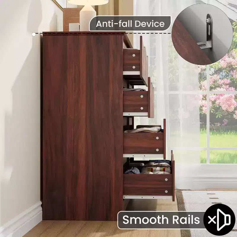 Commode en bois à 8 tiroirs, armoire moderne avec rangement profond, grande commode avec plateau large, longue commode de rangement pour chambre à coucher, salon.