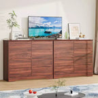 Commode en bois à 8 tiroirs, armoire moderne avec rangement profond, grande commode avec plateau large, longue commode de rangement pour chambre à coucher, salon.