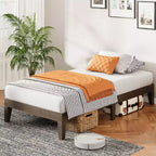 Ora Maison Solid Wood Bed Frame, 14 Slats Support, No Box Spring Needed, Eco-Friendly Solid Wood Platform Bed with Protective Pads