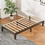 Cadre de lit en bois massif Ora Maison, support à 14 lattes, pas besoin de sommier tapissier, lit plateforme écologique en bois massif avec patins de protection