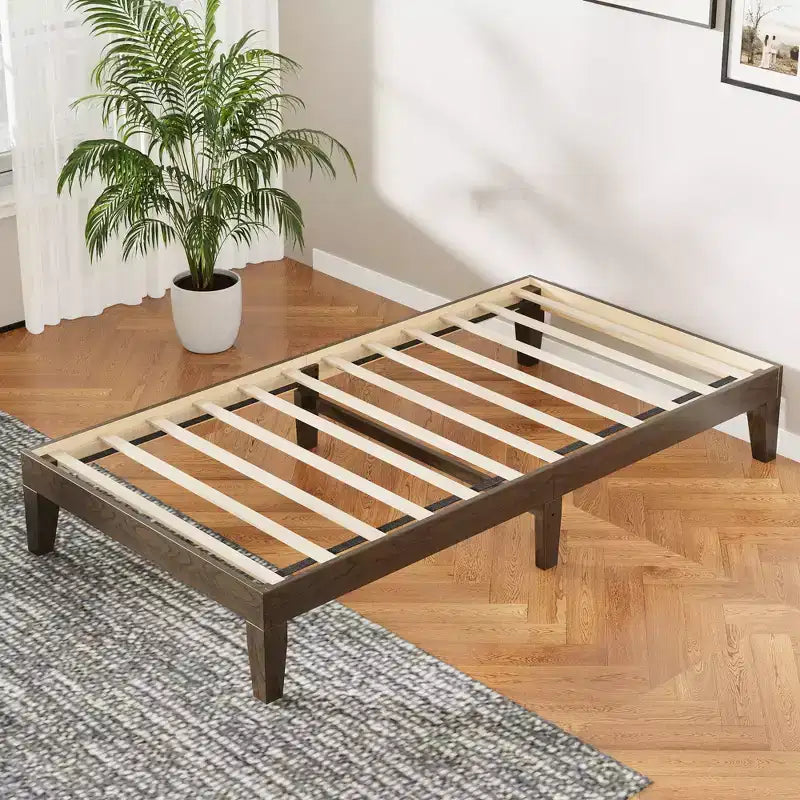 Cadre de lit en bois massif Ora Maison, support à 14 lattes, pas besoin de sommier tapissier, lit plateforme écologique en bois massif avec patins de protection