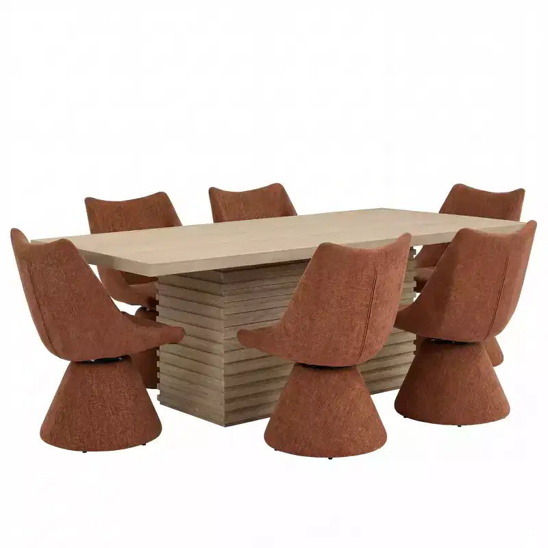 Ensemble de salle à manger moderne 7 pièces Christopher Knight Home Wichai en bois et métal avec chaises pivotantes et table rectangulaire