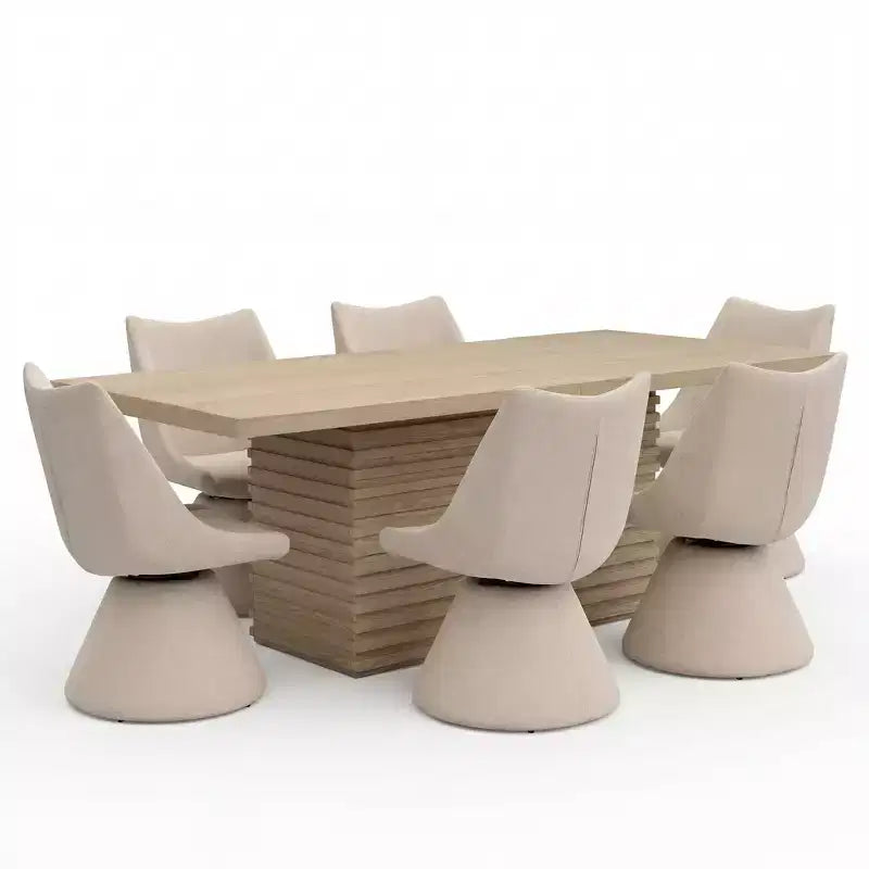 Ensemble de salle à manger moderne 7 pièces Christopher Knight Home Wichai en bois et métal avec chaises pivotantes et table rectangulaire