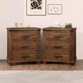 Farmhouse Nightstand 3-Drawer Reclaimed Solid Wood Set of 2 (BS531408AAD)