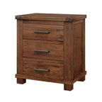 Table de chevet rustique à 3 tiroirs en bois massif recyclé, lot de 2 (BS531408AAD)
