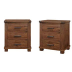 Table de chevet rustique à 3 tiroirs en bois massif recyclé, lot de 2 (BS531408AAD)