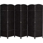 VINGLI 6-Panels Tall Rattan Room Divider, 6 FT Folding Privacy Screen, Indoor Partition Wall Dividers, Space Separator