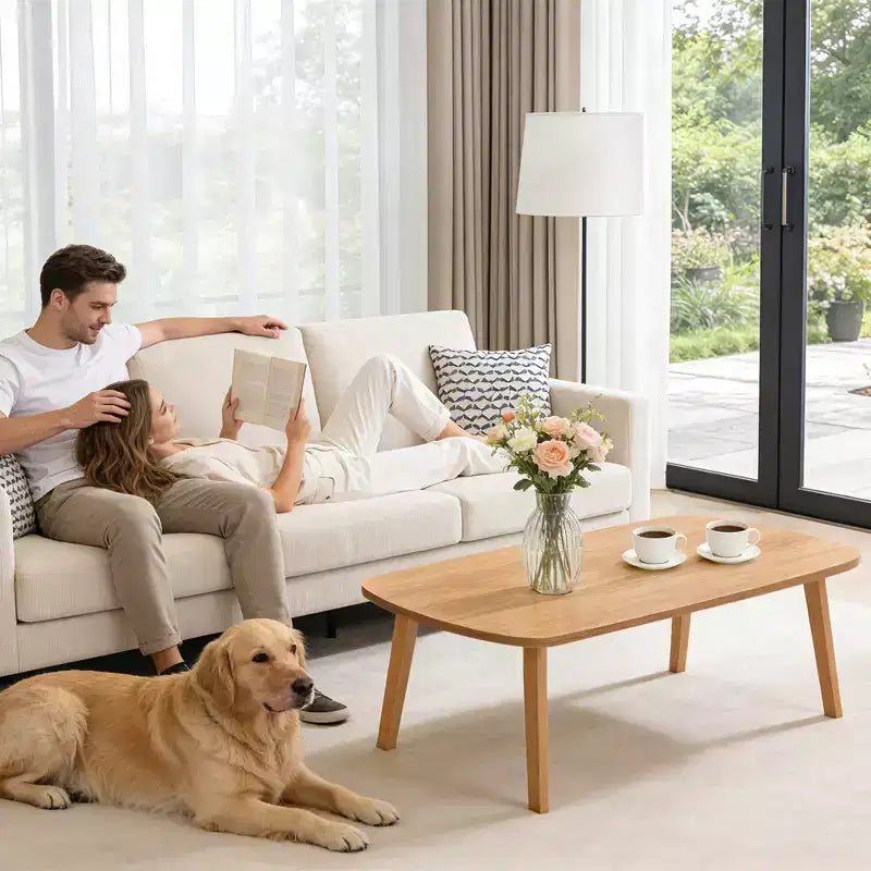 Table Basse Pliante en Bois COZONY avec Pieds Pliables, Bureau Bas pour Petits Espaces