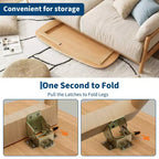 Table Basse Pliante en Bois COZONY avec Pieds Pliables, Bureau Bas pour Petits Espaces