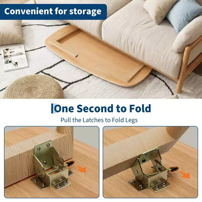 Table Basse Pliante en Bois COZONY avec Pieds Pliables, Bureau Bas pour Petits Espaces