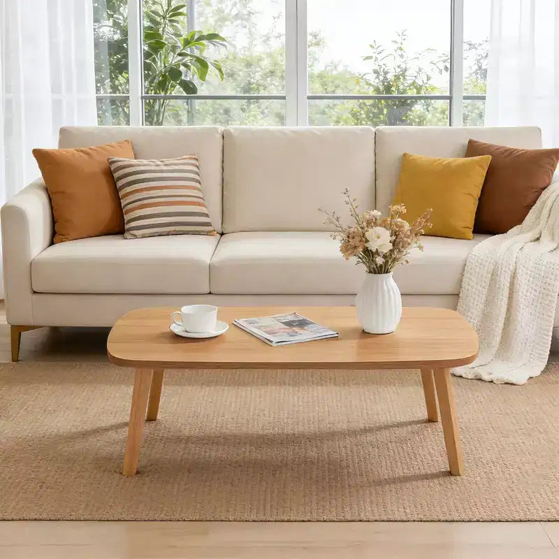 Table Basse Pliante en Bois COZONY avec Pieds Pliables, Bureau Bas pour Petits Espaces
