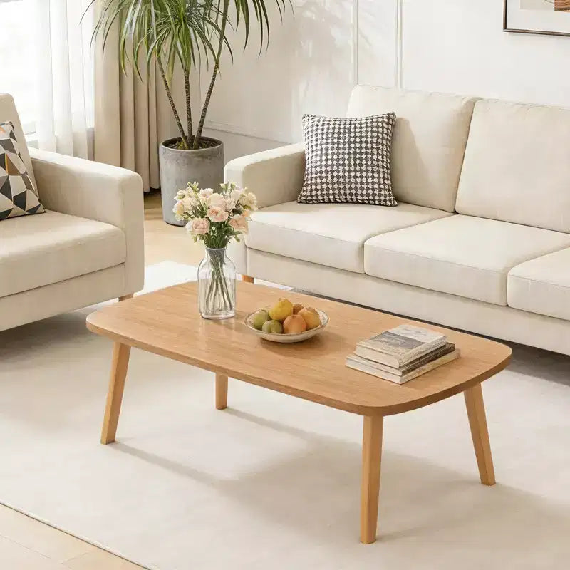 Table Basse Pliante en Bois COZONY avec Pieds Pliables, Bureau Bas pour Petits Espaces