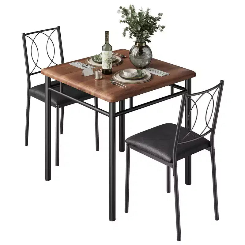 Ensemble table et chaises pour 2, petite table de cuisine avec 2 chaises rembourrées, table et chaises de salle à manger en bois de style ferme pour cuisine, appartement