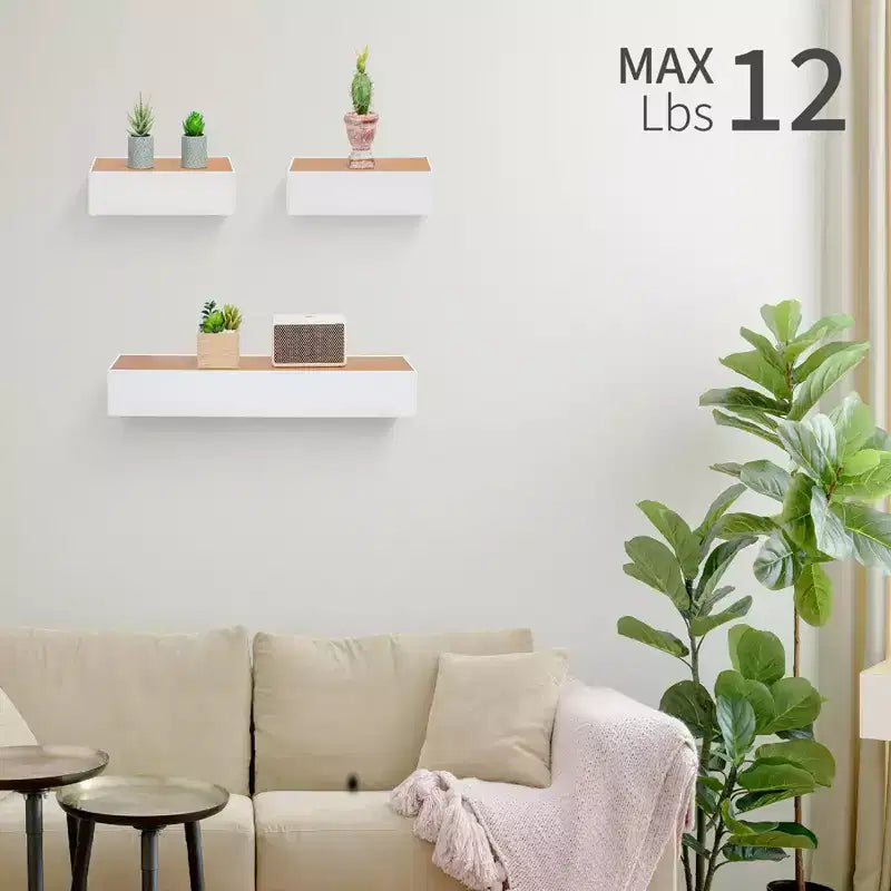 NAYSAYE Étagères Flottantes Murales en Bois avec Supports Invisibles pour Salle de Bain Chambre Salon Cuisine, Multicolore