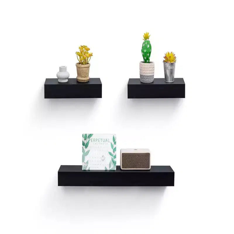NAYSAYE Étagères Flottantes Murales en Bois avec Supports Invisibles pour Salle de Bain Chambre Salon Cuisine, Multicolore
