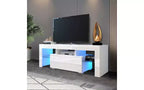 Meuble TV avec lumières LED, étagère de rangement ouverte pour consoles de jeux, console multimédia pour chambre et salon