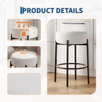 Lot de 2 tabourets de bar modernes hauteur comptoir 61 cm avec assise souple, sans dossier et pieds en métal pour îlot de cuisine, bar ou salle à manger