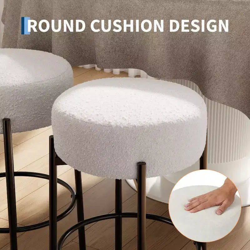Lot de 2 tabourets de bar modernes hauteur comptoir 61 cm avec assise souple, sans dossier et pieds en métal pour îlot de cuisine, bar ou salle à manger