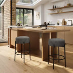 Lot de 2 tabourets de bar modernes hauteur comptoir 61 cm avec assise souple, sans dossier et pieds en métal pour îlot de cuisine, bar ou salle à manger