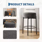 Lot de 2 tabourets de bar modernes hauteur comptoir 61 cm avec assise souple, sans dossier et pieds en métal pour îlot de cuisine, bar ou salle à manger