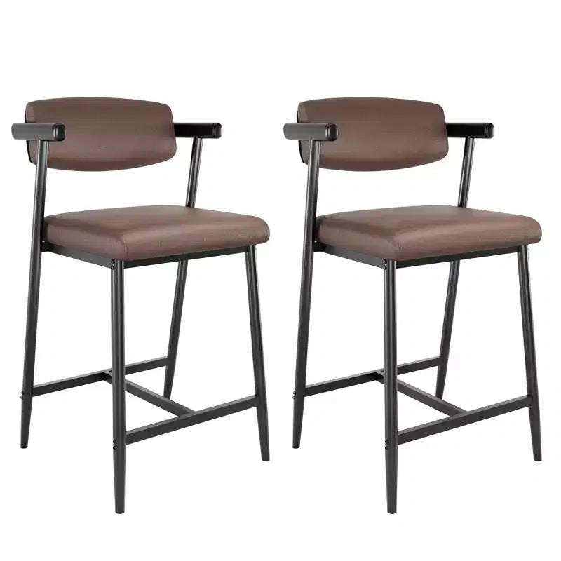 Furniture Set of 2/4/6/8, Vintage PU Leather Counter Height Barstool with Back, 25.59 H Seat Height Stools, Upholstered Bar Chairs for Kitchen