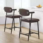 Ensemble de meubles de 2/4/6/8, Tabouret de bar de comptoir vintage en cuir PU avec dossier, Tabourets de 65 cm de hauteur d'assise, Chaises de bar rembourrées pour la cuisine