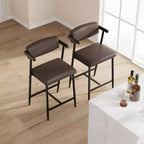 Ensemble de meubles de 2/4/6/8, Tabouret de bar de comptoir vintage en cuir PU avec dossier, Tabourets de 65 cm de hauteur d'assise, Chaises de bar rembourrées pour la cuisine