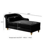 Chaise longue en velours Laurel GDFStudio avec pieds en métal et rangement