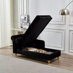Chaise longue en velours Laurel GDFStudio avec pieds en métal et rangement