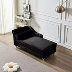 Chaise longue en velours Laurel GDFStudio avec pieds en métal et rangement
