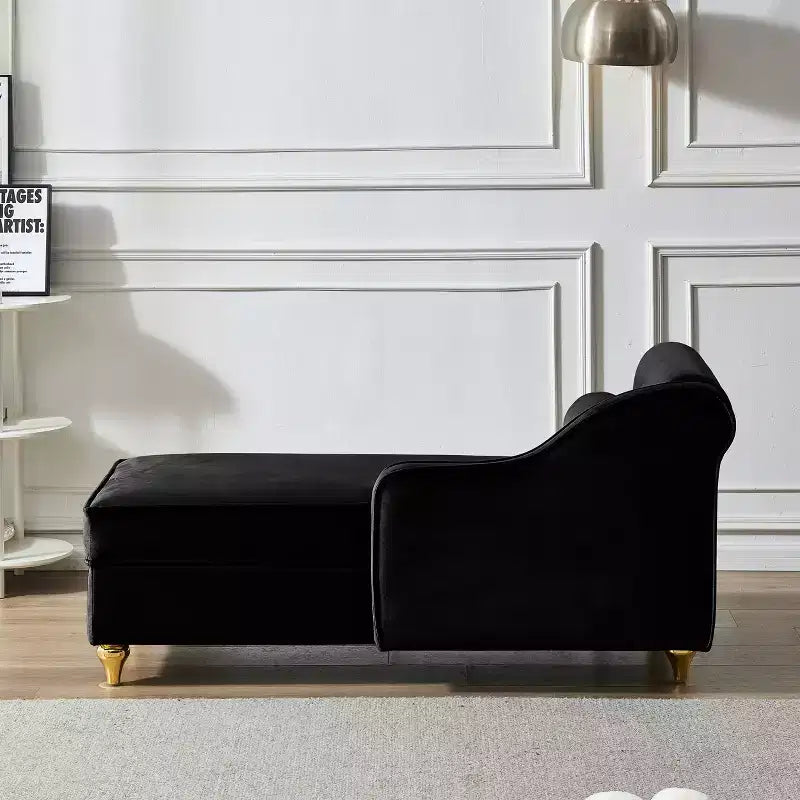 Chaise longue en velours Laurel GDFStudio avec pieds en métal et rangement