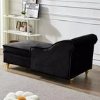 Chaise longue en velours Laurel GDFStudio avec pieds en métal et rangement