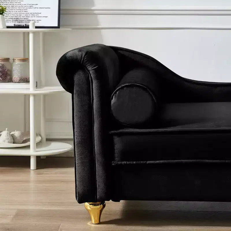 Chaise longue en velours Laurel GDFStudio avec pieds en métal et rangement